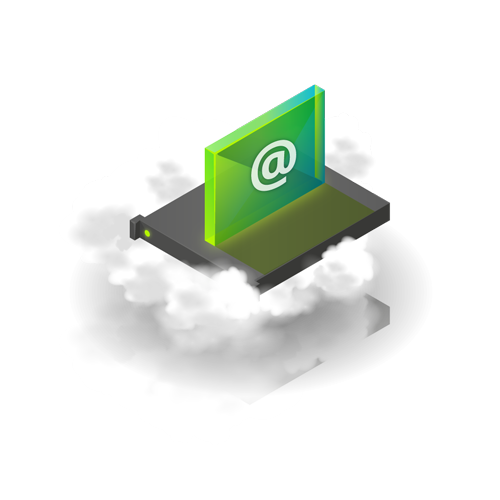 Image - an envelope on top of a server floating in clouds.