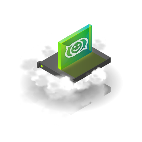 Image - an evelope with a Zimbra logo on top of a server floating in clouds.